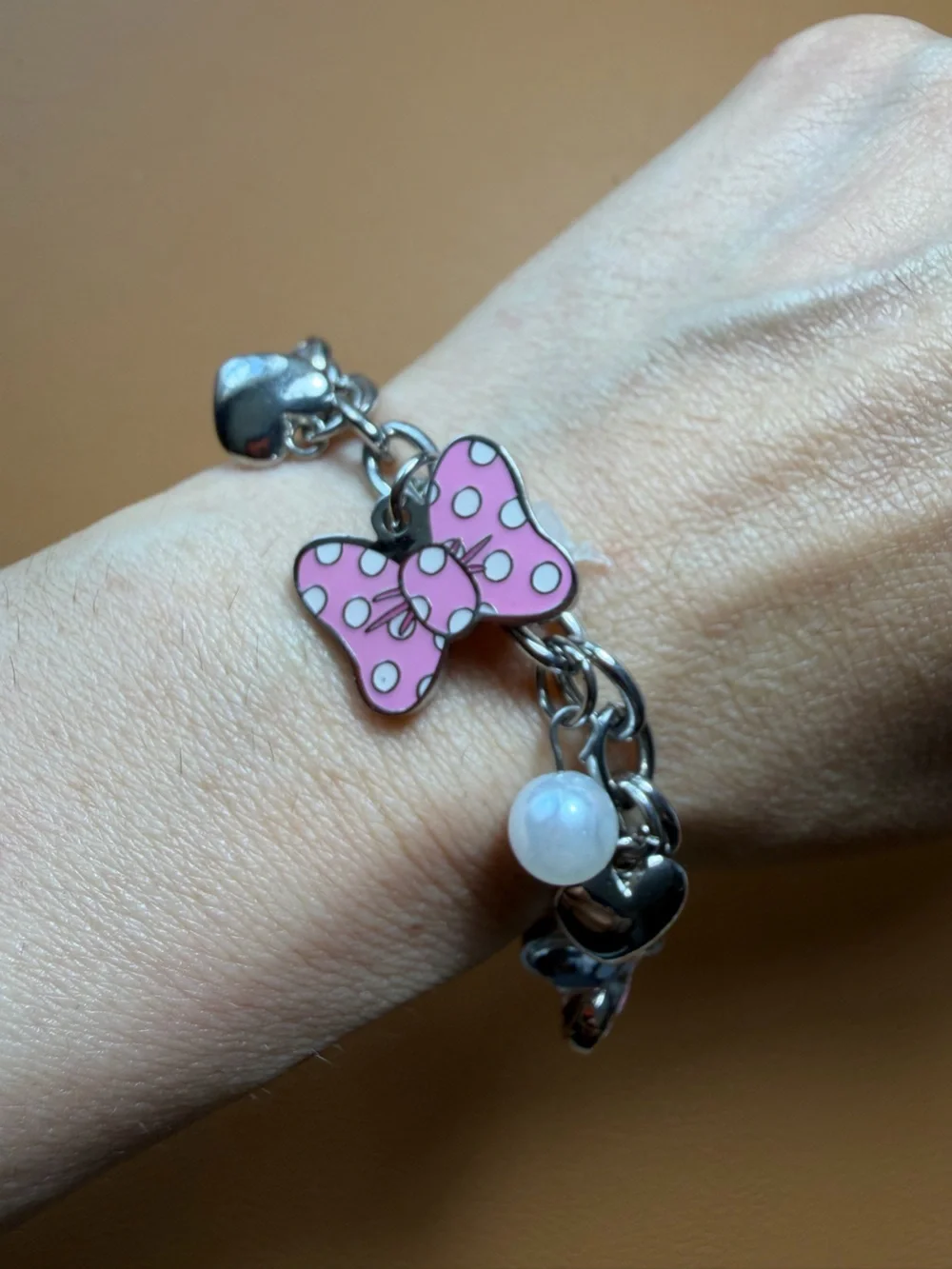 Disney Minnie Mouse Charm Bracelet - Pink Enamel & Silver Tone